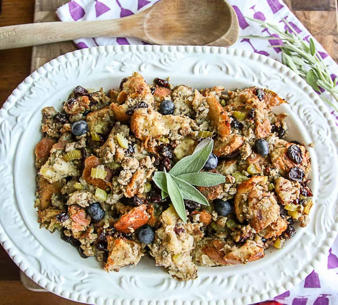 Blueberry Sourdough Turkey Sausage Stuffing