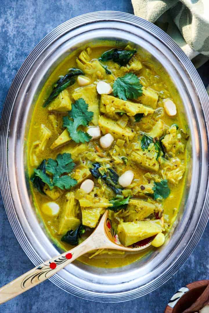 A bowl of food, with Jackfruit