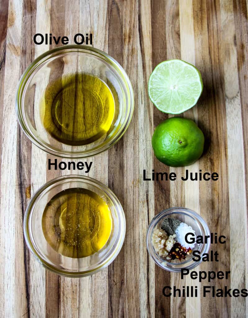 The ingredients for the salad dressing.