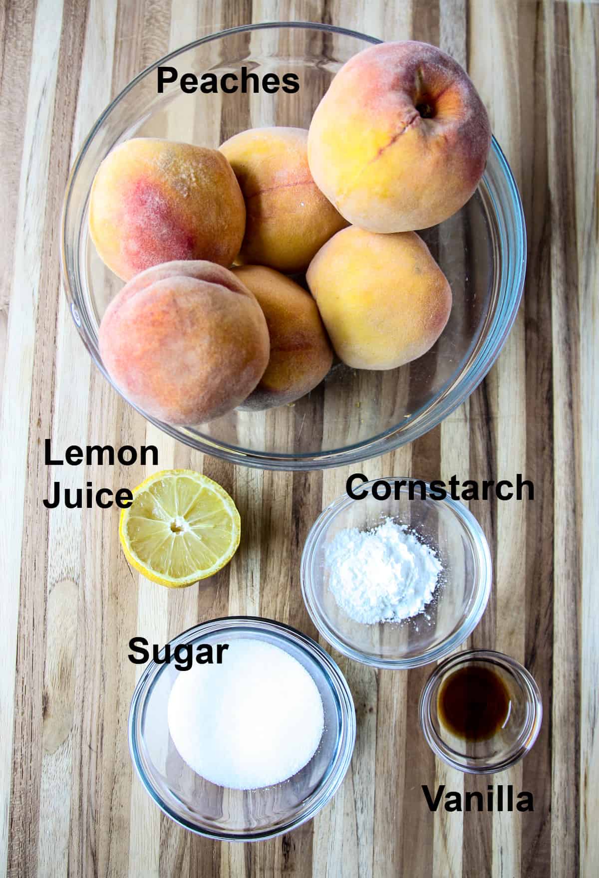 The ingredients for the cobbler filling.